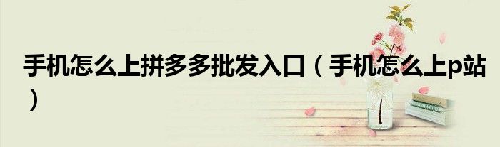 手机怎么上拼多多批发入口（手机怎么上p站）