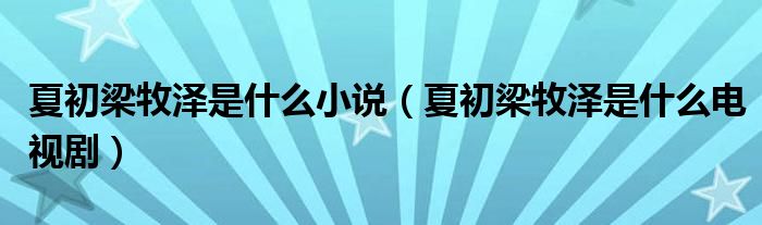 夏初梁牧泽是什么小说（夏初梁牧泽是什么电视剧）