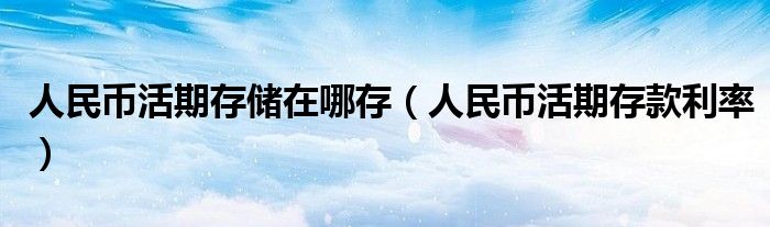 人民币活期存储在哪存(人民币活期存款利率)
