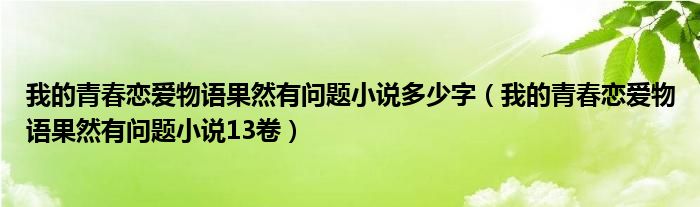 我的青春恋爱物语果然有问题小说多少字(我的青春恋爱物语果然有问题小说13卷)