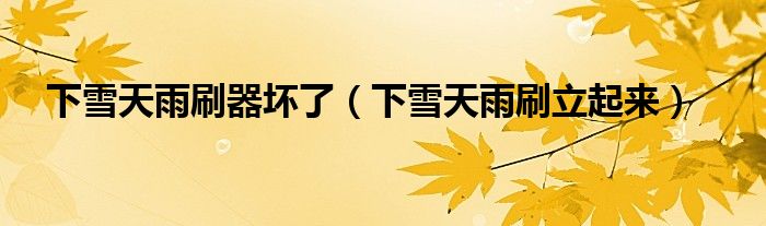 下雪天雨刷器坏了(下雪天雨刷立起来)
