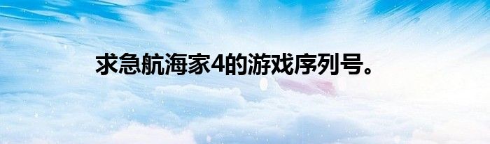 求急航海家4的游戏序列号。
