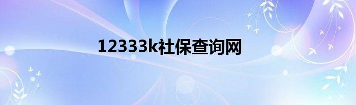 12333k社保查询网