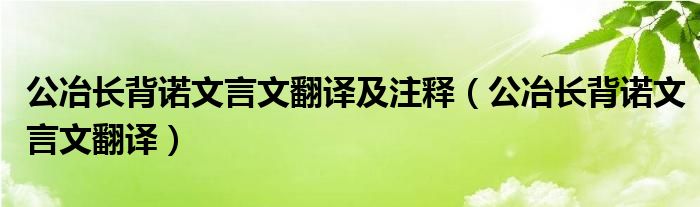 公冶长背诺文言文翻译及注释(公冶长背诺文言文翻译)