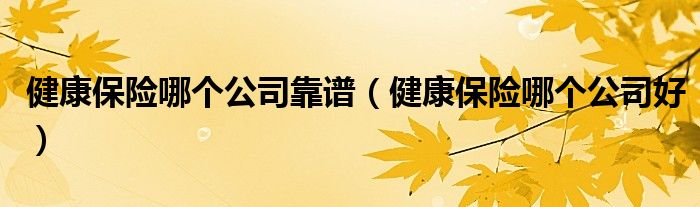 健康保险哪个公司靠谱(健康保险哪个公司好)