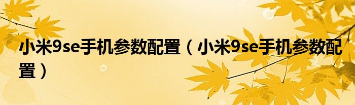小米9se手机参数配置(小米9se手机参数配置)