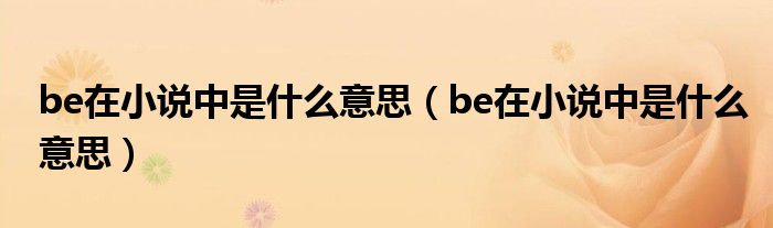 be在小说中是什么意思(be在小说中是什么意思)