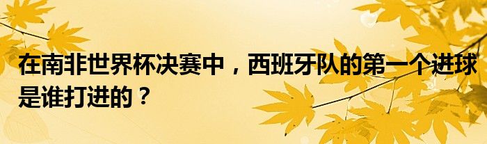 在南非世界杯决赛中,西班牙队的第一个进球是谁打进的?