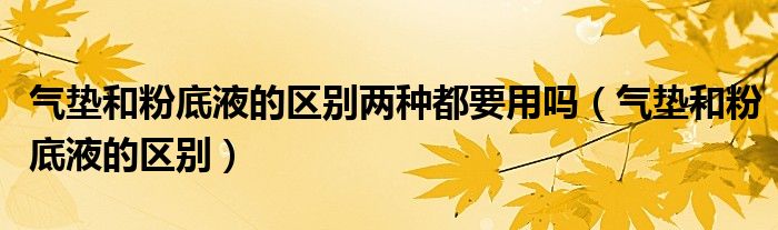 气垫和粉底液的区别两种都要用吗(气垫和粉底液的区别)