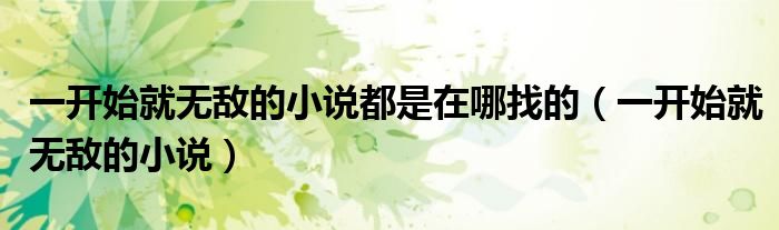 一开始就无敌的小说都是在哪找的(一开始就无敌的小说)