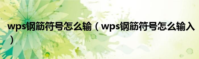 wps钢筋符号怎么输(wps钢筋符号怎么输入)