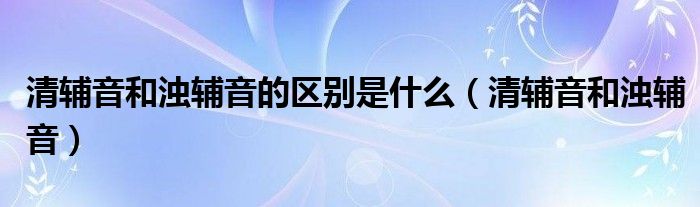 清辅音和浊辅音的区别是什么(清辅音和浊辅音)