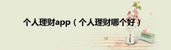个人理财app(个人理财哪个好)