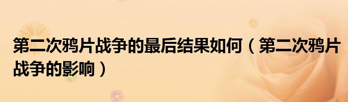 第二次鸦片战争的最后结果如何(第二次鸦片战争的影响)