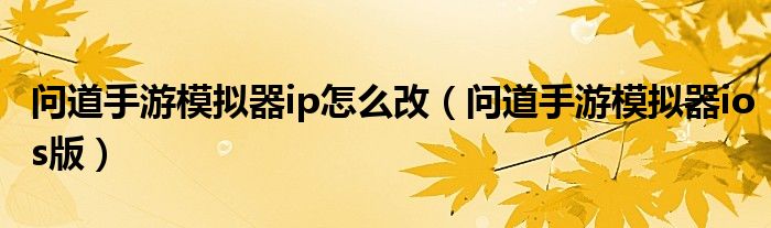 问道手游模拟器ip怎么改(问道手游模拟器ios版)