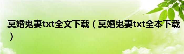 冥婚鬼妻txt全文下载(冥婚鬼妻txt全本下载)
