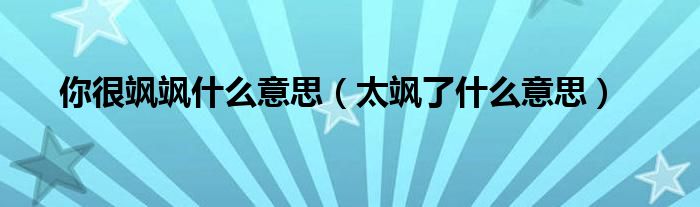 你很飒飒什么意思(太飒了什么意思)