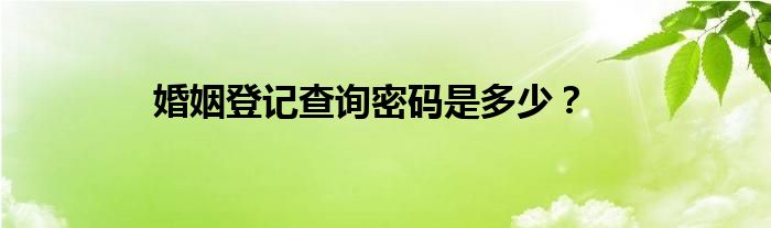 婚姻登记查询密码是多少？