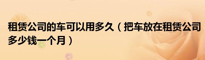 租赁公司的车可以用多久(把车放在租赁公司多少钱一个月)