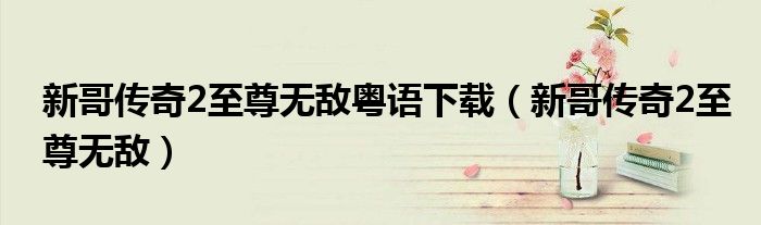 新哥传奇2至尊无敌粤语下载(新哥传奇2至尊无敌)