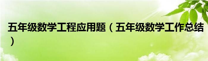 五年级数学工程应用题(五年级数学工作总结)