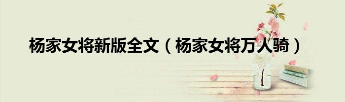 杨家女将新版全文(杨家女将万人骑)