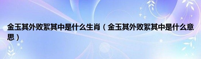 金玉其外败絮其中是什么生肖(金玉其外败絮其中是什么意思)