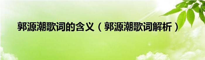 郭源潮歌词的含义(郭源潮歌词解析)