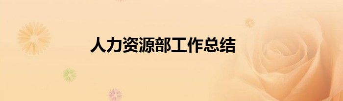 人力资源部工作总结