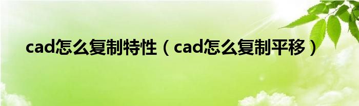 cad怎么复制特性(cad怎么复制平移)