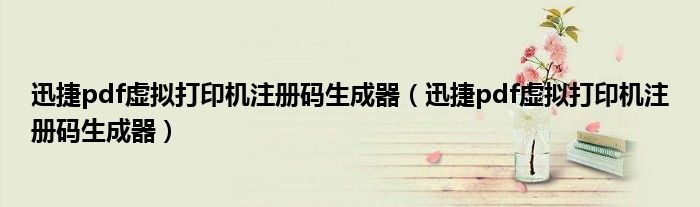 迅捷pdf虚拟打印机注册码生成器(迅捷pdf虚拟打印机注册码生成器)