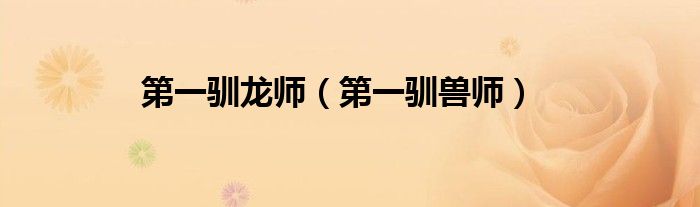 第一驯龙师（第一驯兽师）