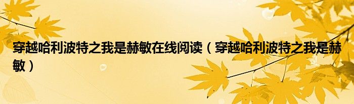 穿越哈利波特之我是赫敏在线阅读(穿越哈利波特之我是赫敏)