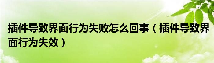 插件导致界面行为失败怎么回事(插件导致界面行为失效)
