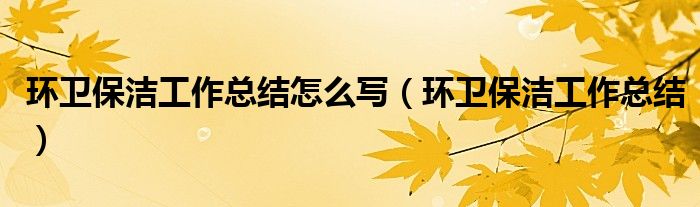 环卫保洁工作总结怎么写(环卫保洁工作总结)
