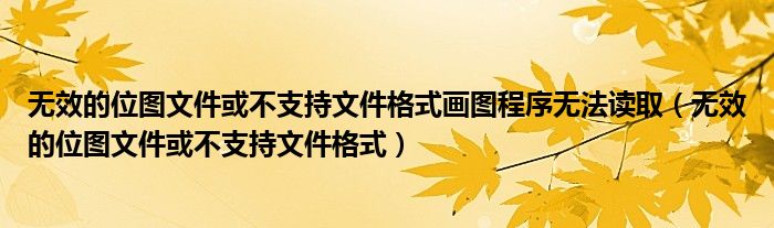 无效的位图文件或不支持文件格式画图程序无法读取(无效的位图文件或不支持文件格式)
