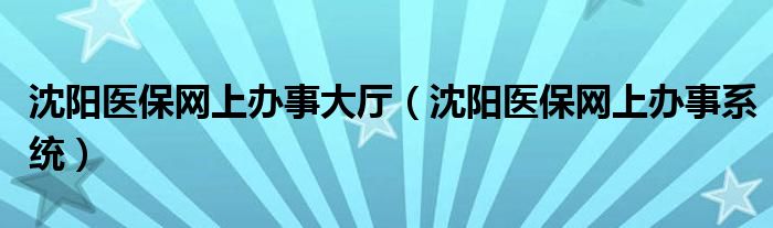 沈阳医保网上办事大厅(沈阳医保网上办事系统)