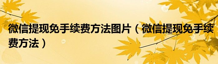 微信提现免手续费方法图片(微信提现免手续费方法)