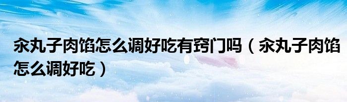 汆丸子肉馅怎么调好吃有窍门吗(汆丸子肉馅怎么调好吃)