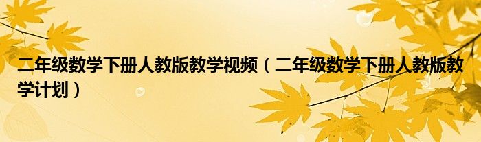 二年级数学下册人教版教学视频(二年级数学下册人教版教学计划)
