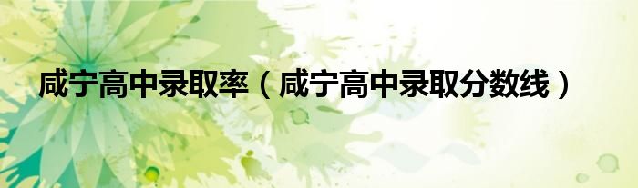 咸宁高中录取率(咸宁高中录取分数线)