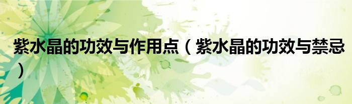 紫水晶的功效与作用点(紫水晶的功效与禁忌)