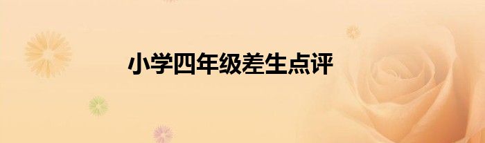 小学四年级差生点评