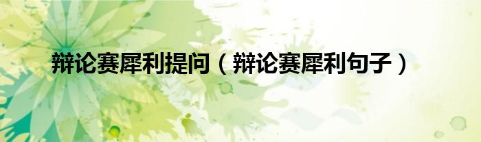 辩论赛犀利提问(辩论赛犀利句子)
