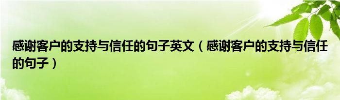 感谢客户的支持与信任的句子英文(感谢客户的支持与信任的句子)