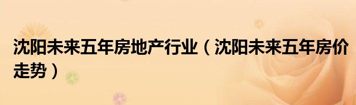 沈阳未来五年房地产行业(沈阳未来五年房价走势)