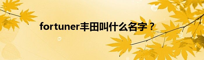 fortuner丰田叫什么名字?