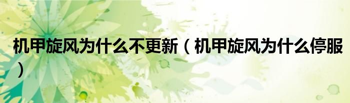 机甲旋风为什么不更新(机甲旋风为什么停服)