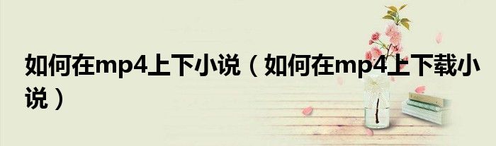 如何在mp4上下小说（如何在mp4上下载小说）