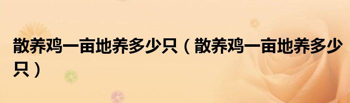 散养鸡一亩地养多少只(散养鸡一亩地养多少只)